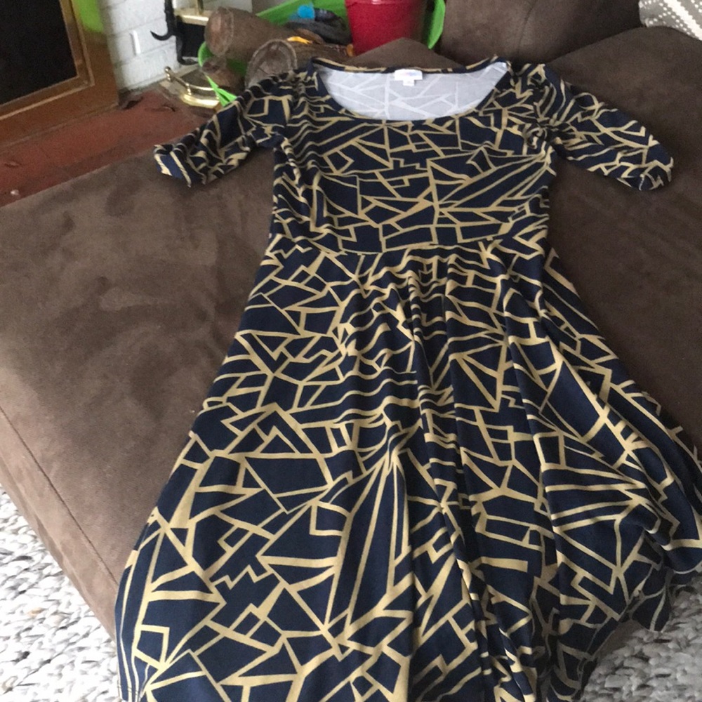 Luluroe navy and tan dress